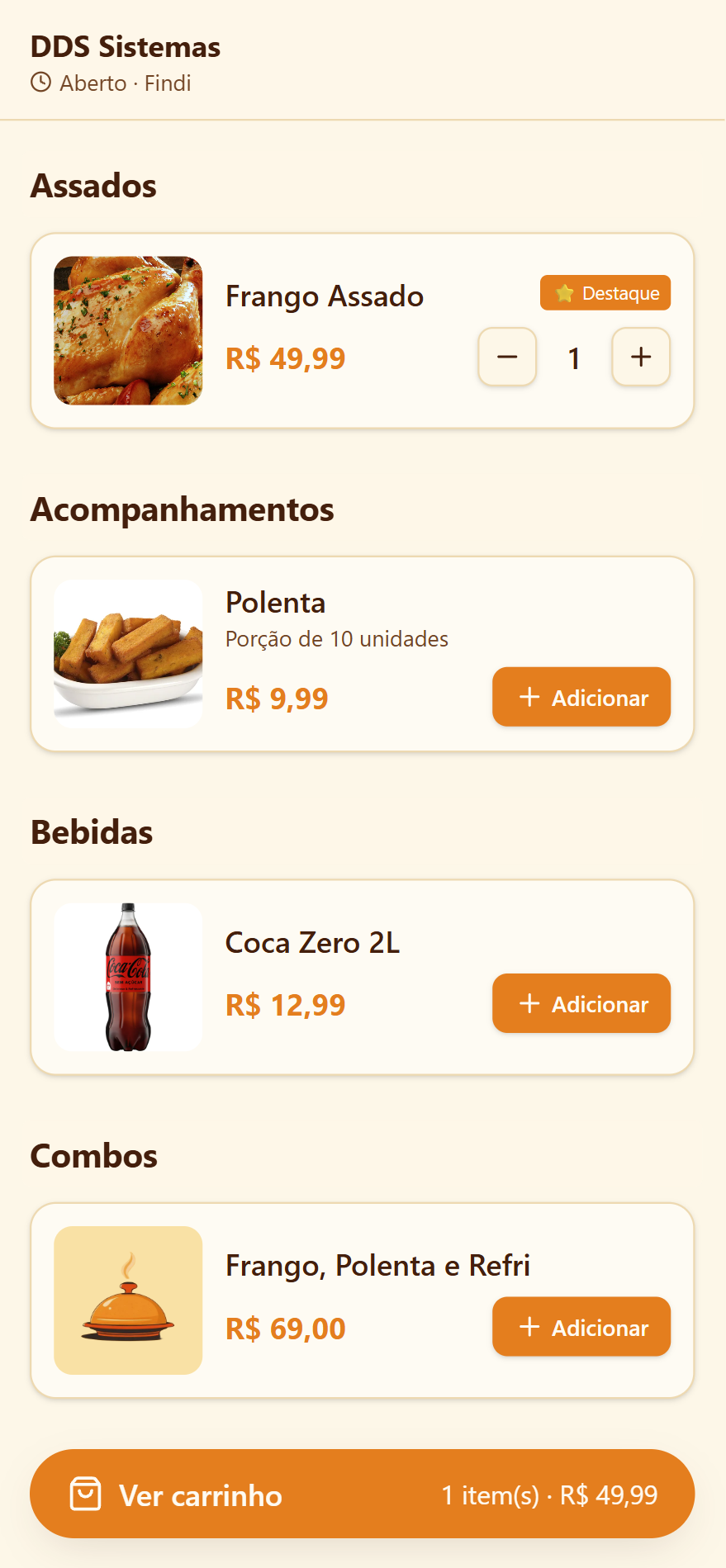 Catálogo do cliente no celular